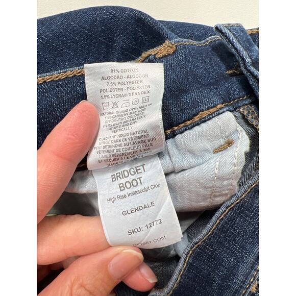 DL1961 Bridget Boot High Rise Instasculpt Raw Hem Crop Blue Jean Capsule - Picture 4 of 6